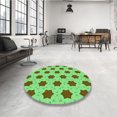 thumbnail image 4 of Ahgly Company Tapis d'Intérieur Lavable à la Machine, Carré, Transitionnel, Vert Néon, Tapis de Zone, 3 Pieds Carré, 4 of 7