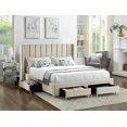 thumbnail image 1 of Creme Velvet Fabric Storage Bed w Wing Headboard - Queen, 1 of 2