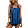 thumbnail image 3 of Sentmoon Hauts d'Entraînement pour Femmes T-Shirts pour Femmes Camisole à Col Rond Couleur Unie Plissée Mode pour Voyage & Vacances TTG, 3 of 7
