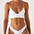 thumbnail image 1 of Women Solid Push Up High Cut Lace Up Halter Bikini Set Two Piece Swimsuit, 1 of 8