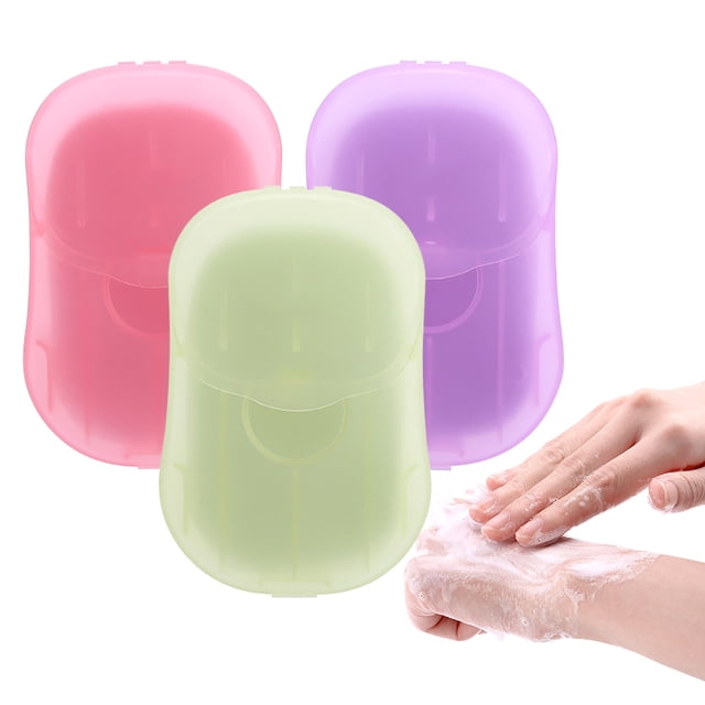 3 Boîtes de Savon en Papier Portable Jetable Feuille de Savon en Papier pour Lavage des Mains pour Voyage