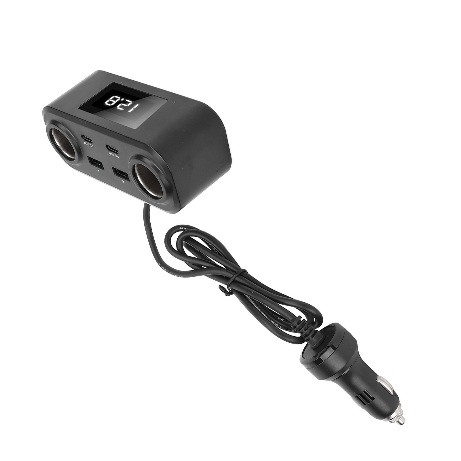 Car Charger Adapter, 100W Car Cigarette Lighter Power Adapter Intelligent Digital Display Fireproof PC  for SUVs for