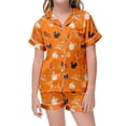 thumbnail image 2 of MIASHUI Pyjama 2 Pcs pour Filles Motif Animal Poulet à Boutons Pyjama pour Garçons, Orange, 4-5 Ans, 2 of 4