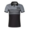 thumbnail image 3 of SHIXIAOO Men's Leisure Fashion Stripe Contrast Design Lapel Button Long Sleeve Tops Slipper with Memory Foam Raglan Shirt, 3 of 4