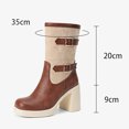 thumbnail image 4 of B91xZ Bottes pour Femmes Mi-Mollet Lacets Chaussures Militaires, Marron 8, 4 of 5