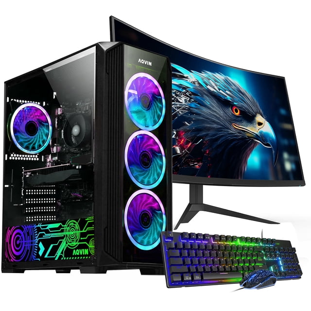 Gaming PC ~ AMD Ryzen 7 Processor ~ 27 Inch Curved Gaming Monitor ~ GeForce RTX 3050 ~ 16GB DDR4 RAM ~ 1TB SSD ~ WiFi ~ Windows 11 Pro