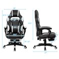 thumbnail image 2 of Gymax Massage Gaming Chair Recliner Racing Chair w/ Retractable Footrest Home White, 2 of 10