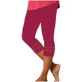 thumbnail image 2 of FNFYFH Clearance Womens 2 Pack Yoga Capri Pants Solid Color Leggings Set,Pink, 2 of 5