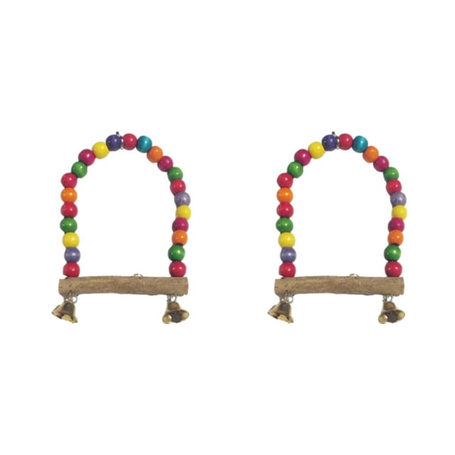 Ruiboury Wood Compact And Easy To Carry Lovebird Budgie Cage Hanging Toy Wide Application Bird Essentials 2Set