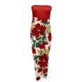 thumbnail image 3 of Femmes Bretelles Froncées Taille Haute Wrap Split Asymétrique Plage Longue Robe Maxi, 3 of 4