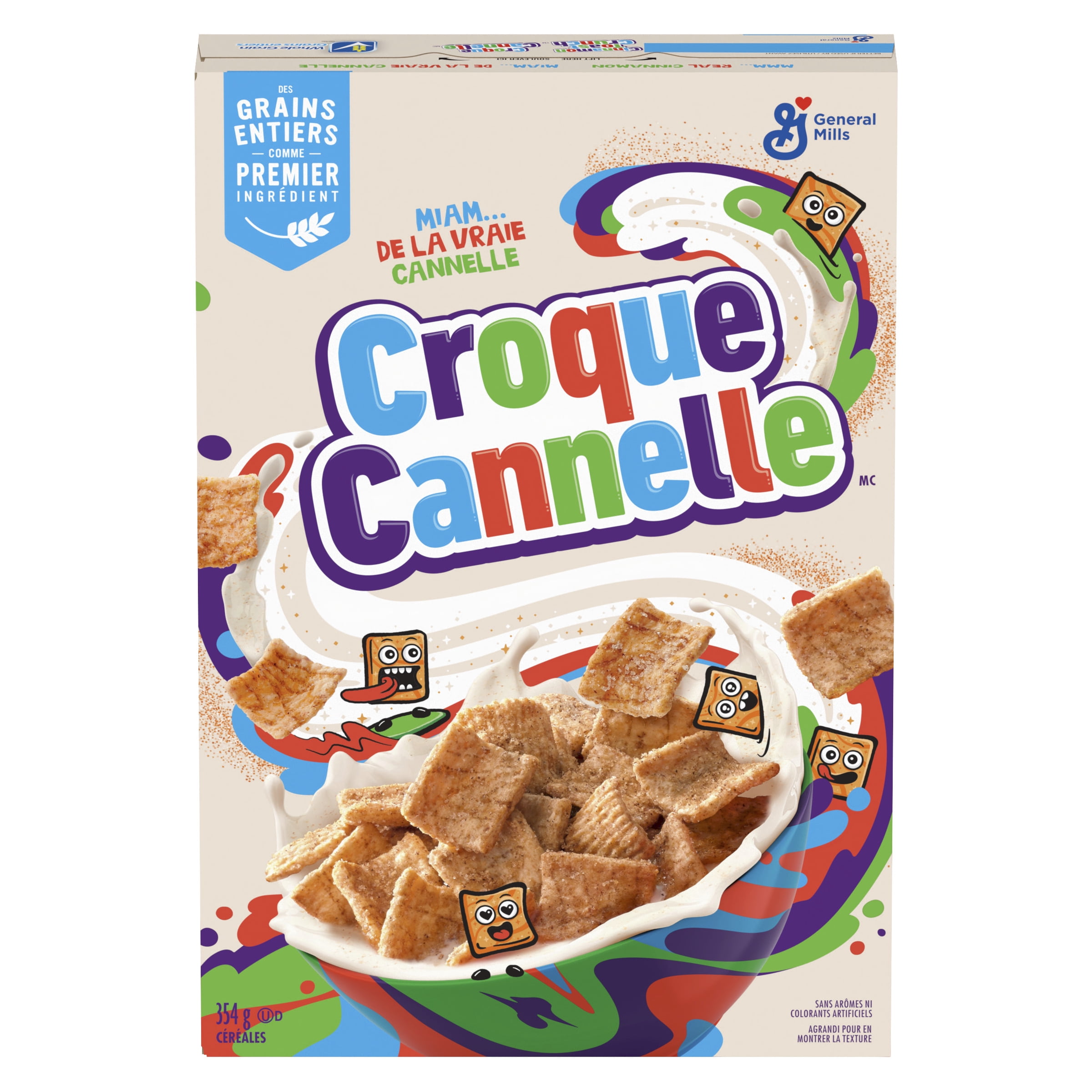 Croque Cannelle,Céréales Pour le Petit-déjeuner au Gout De Cannelle Authentique, Grains Entiers, 354 g