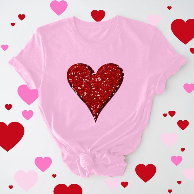 Cadeau de la Saint-Valentin pour Femmes T-shirt Décontracté à Col Rond à Manches Courtes Imprimé Arbre de Noël