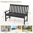 thumbnail image 3 of Costway Garden Bench All-Weather HDPE 2-Person Outdoor Bench for Front Porch Backyard Black, 3 of 10