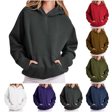 Meichang Womens Hoodie Oversized Sweatshirts Pullover Fleece Hooded Sweatshirt Solid Long Sleeve Winter Fall Outfits Fashion Y2k Clothes with Pocket