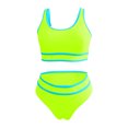 thumbnail image 4 of FAIWAD Womens 2 Piece Swimsuits Sports Color Block Bikini Sets Removable Bra Pad Full Coverage Bathing Suits for Girls, 4 of 5