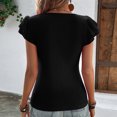 thumbnail image 4 of RKSTN Womens Tops Fashion Short Sleeve Round Neck Pleated Comfortable Blouses Tops Slim Fit Solid Color Versatile Summer Tops, 4 of 4