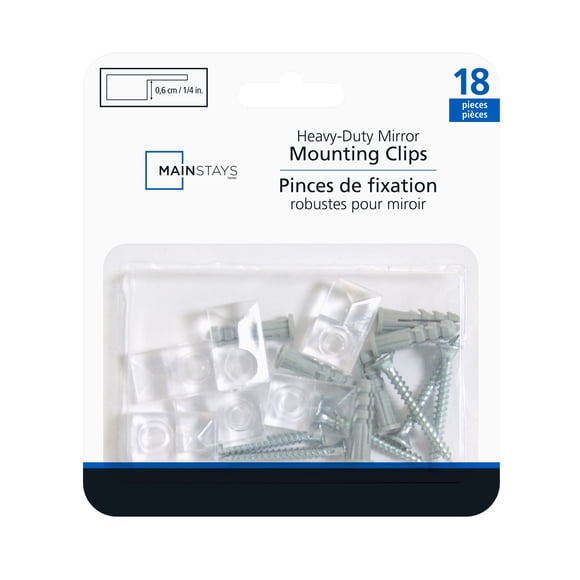 Mainstays Wall & Door Mirror Decor Clips and Screws. Plastic Clips for Wall Mounting. Six (6) Hardware Sets. Recommended for Mirror with 1/4in. Depth
