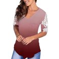thumbnail image 1 of Pompotops T-Shirt en Dentelle à Manches Courtes à Manches Courtes pour Femmes, 1 of 6