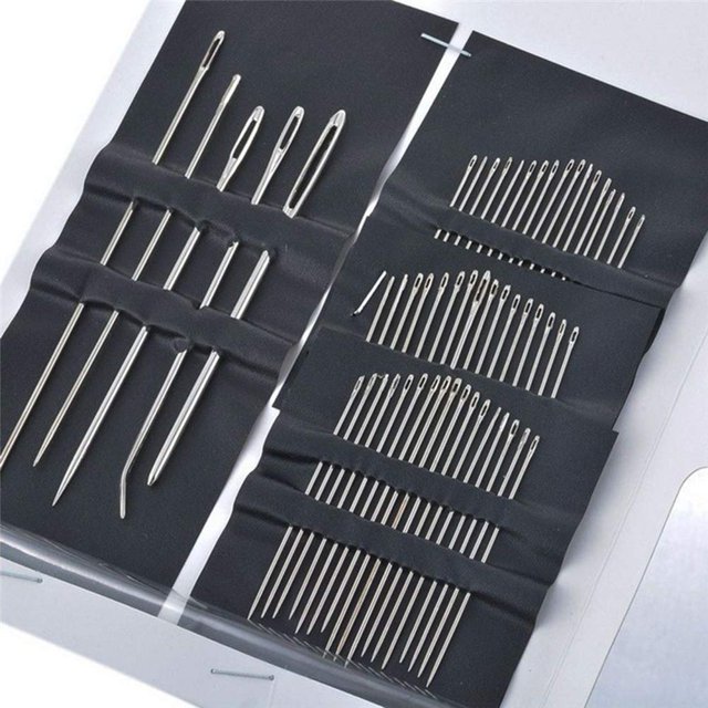 AKOAK 55 Unités/ensemble Aiguilles à Main en Acier Inoxydable Multi-Tailles avec Enfileur