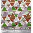 thumbnail image 1 of Soimoi Orange polyester Crepe Fabric Triangle Geometric Print Fabric by Yard 52 Inch Wide, 1 of 3