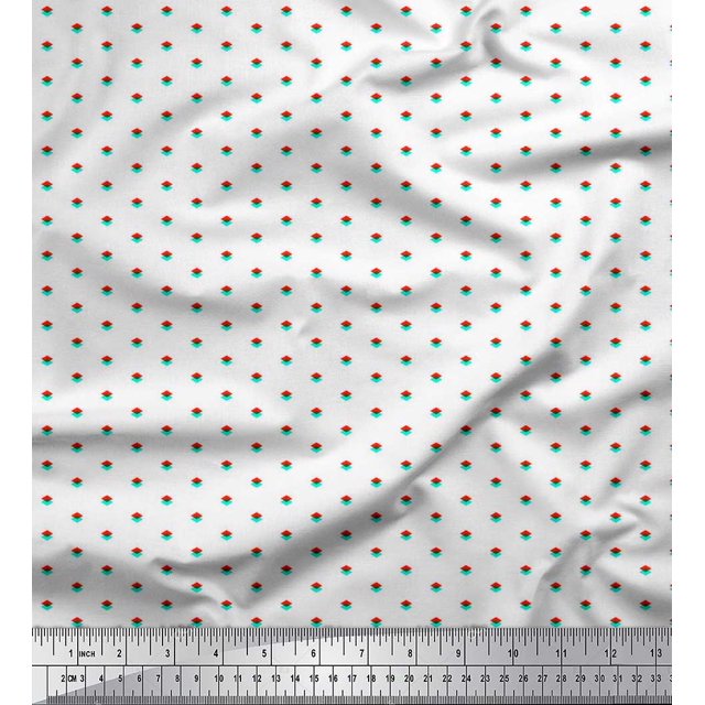 Soimoi Polyester Crepe Fabric Diamond Shirting Printed Fabric 1 Yard 52 Inch Wide