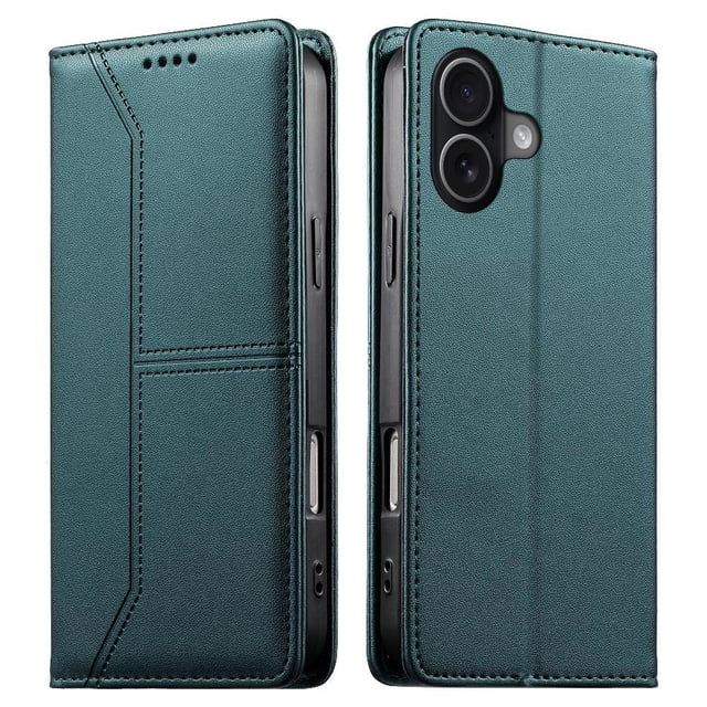 RFID Blocking Wallet Case for iPhone 17 Magnetic Leather Flip Cover with Stand Green