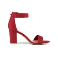 thumbnail image 3 of BLISSFUL STEP Women's Shoes Ankle Strap Block Heel Buckle Open Toe Sandals Red 7.5, 3 of 8