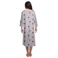 thumbnail image 3 of Moomaya Robe de Nuit Imprimée Longueur Genou en Coton avec Bordure en Dentelle Manches 3/4 pour Femmes, 3 of 5