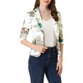 thumbnail image 4 of INSPIRE CHIC Women's Fitted Blazer Notch Lapel Printed Open Front Work Suit Jacket XS White-Flower, 4 of 7