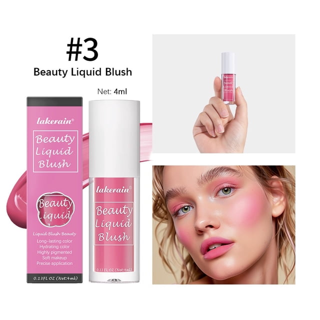 Aursykel Natural Liquid Blusher 4ml Lightweight Long Lasting for Face Cheeks Lips Suitable for All Skin Types Moisturizing and Non Clogging Pores Create Perfect Makeup Effect