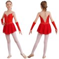thumbnail image 3 of Miaeowve Vêtements de Compétition de Patinage Artistique pour Filles Justaucorps Sans Manches Robe de Danse avec Gants pour Performance Rouge 6, 3 of 7