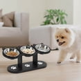 thumbnail image 4 of Support de Bol de Nourriture pour Chat Multicolore à Hauteur Réglable avec 3 Bols en Acier Inoxydable, Mangeoire Surélevée pour Chiens et Chats, Conception à Inclinaison de 15 Degrés, Station d'Alimentation en Bois, 4 of 6