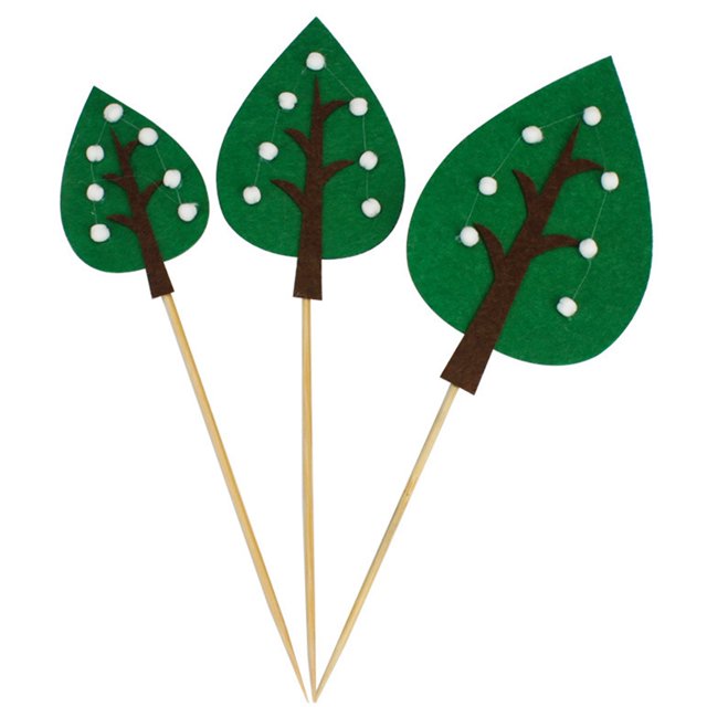 Coxeer Cake Topper Set Felt Plant Cute Cake Pick Cupcake Decoration Stick for Birthday
