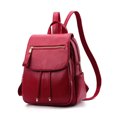 thumbnail image 3 of Women PU Backpack Large Capacity Travel College Students Shopping Organizer School Solid Color Causal Adjustable Handbag Rucksack Tote Shoulder Bag Wine Red, 3 of 8