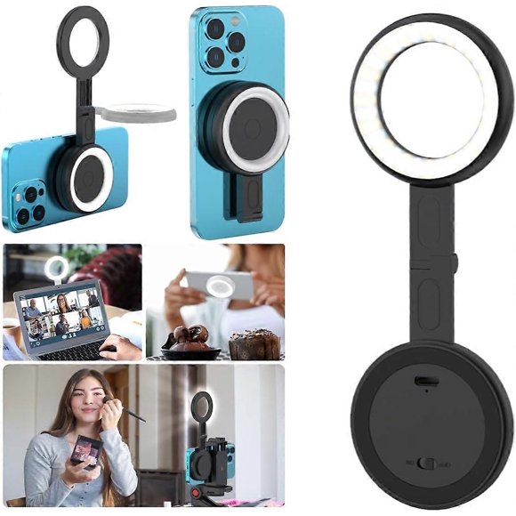 Portable Magnetic Phone Selfie Light and Stand, 3 Modes Color LED Ring Fill Light for iPhone, iPad, for Makeup, TikTok, Selfie