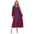 thumbnail image 4 of iefiel Robe de Choeur Color Block pour Femmes, Robe de Pasteur, Manches Bouffantes, Fendue, Fermeture Éclair devant, Bourgogne L, 4 of 7