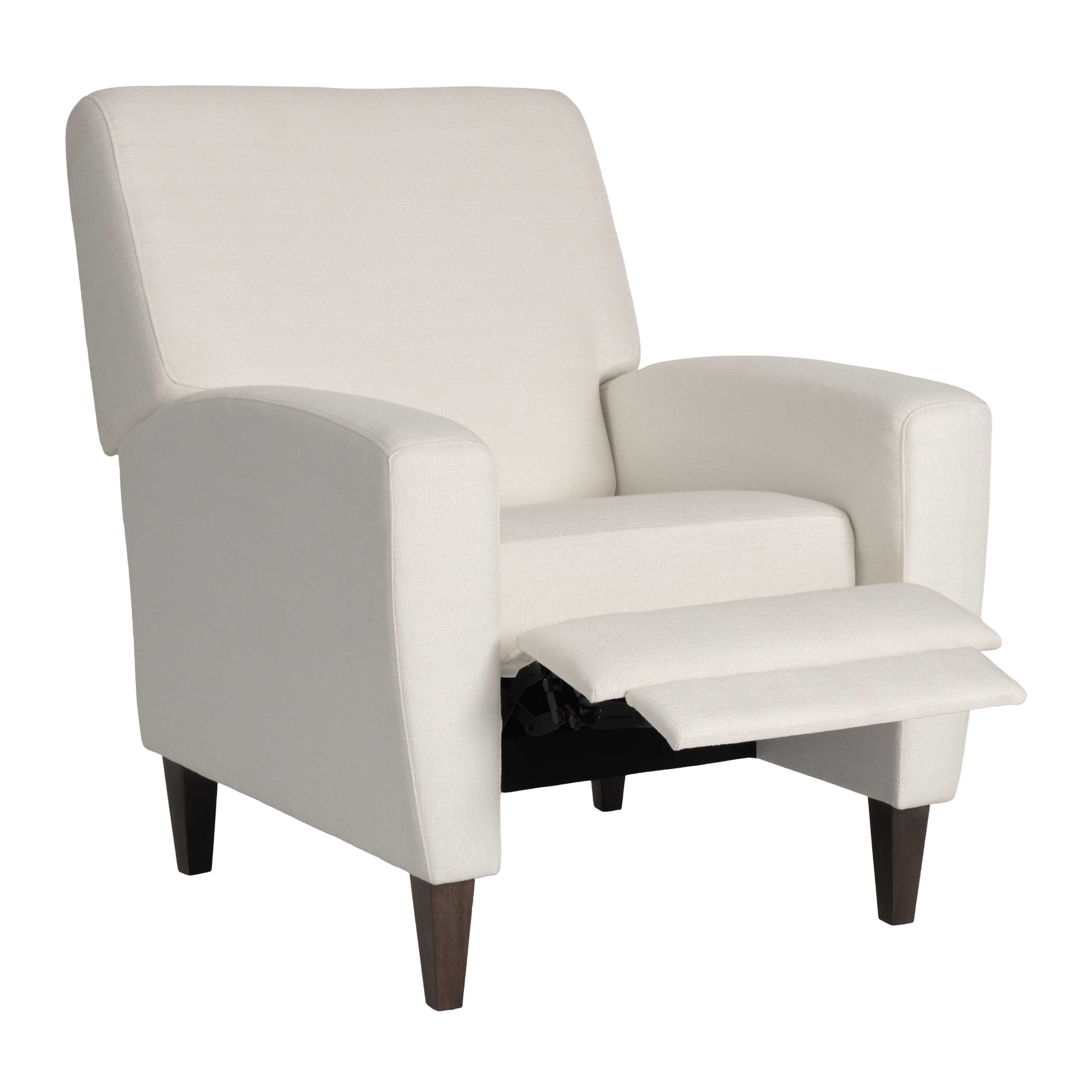 Fauteuil inclinable d'intérieur rembourré en tissu tressé blanc cassé CorLiving Wells avec pieds en bois