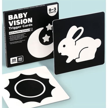 Carte Flash pour Bébé à Fort Contraste, Cartes d'Activité d'Apprentissage à Stimulation Visuelle pour 0-3 Mois, Cartes Noires et Blanches, Jouets pour Bébé, 20 Pcs, Cadeau pour Bébé