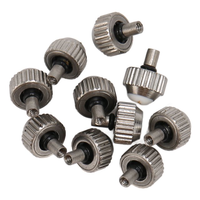10pcs Argent Montre Couronne Acier Inoxydable Tête de Montre Réparation Pièces de Rechange Accessoire pour Horloger 4mm
