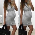 thumbnail image 1 of TIMIFIS Robe Débardeur de Maternité pour Femme à Rayures Sans Manches Mini Robe Moulante Quotidienne Robe d'Été Décontractée Col Rond Vêtements pour Maman - Printemps/été, 1 of 8