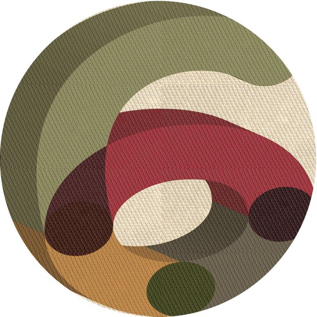 Ahgly Company Tapis d'Intérieur Ronds de Style Transitionnel Lavables à la Machine, Brun Gingembre Vert, 5 Pieds Rond