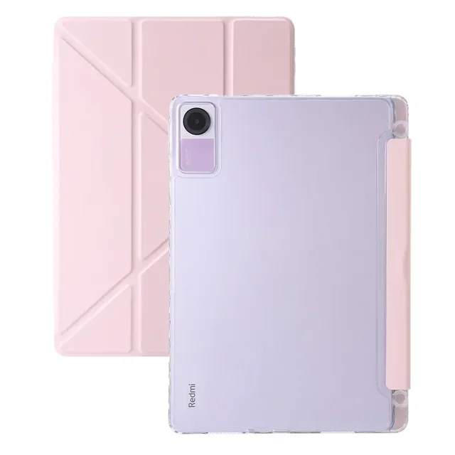 Pour Funda Étui Redmi Pad SE avec Porte-Stylo Support Pliable Multiple Dos Transparent Étui Magnétique pour Tablette pour Redmi Pad SE 11 Funda Étui Rose Redmi Pad SE 11 Pouces