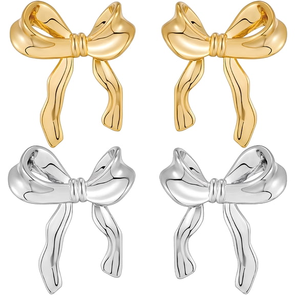 2 Pairs Bow Earrings Small Bow Earrings Women Ribbon Earrings Women Earrings Studs Girls Bow Jewelry