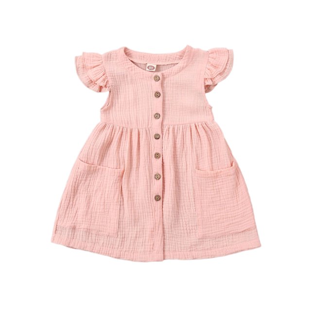 Xingqing Kids Baby Girls Organic Cotton Ruffled Tunic Dress Swing Sundress Princess