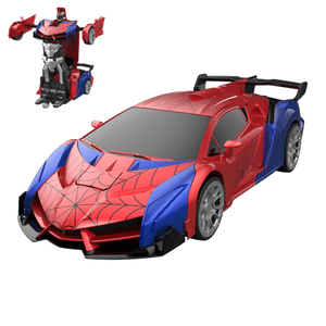 Red Spider Transformer RC Car: 1:18 Scale 2.4G Remote Control Vehicle with One-Button Transformation, 360° Stunt Rotation, Cool Headlights & Blue Bottom Lights, 40-Minute Playtime via 3.7V 800mAh