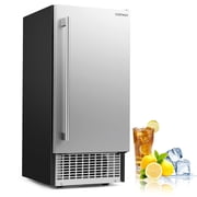 Costway Ice Maker 90 lbs/Day, 25 lbs Storage, 15” W Built-in Freestanding Ice Making Silver+Black