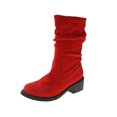 thumbnail image 2 of LSLJS Bottes à Talon Épais Mi-Mollet pour Femmes, Bout Rond Décontracté, Mode Hiver Automne, Bottes en Flocage, Bottes Mi-Mollet pour Femmes, Bottes pour Femmes, 2 of 5