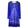 thumbnail image 4 of Splozh Robe Fille Noël Robe de Fille Imprimé de Noël Bal Fête Fête de Noël Robes de Fille Bleu,13-14 Ans, 4 of 5