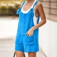 thumbnail image 4 of TopLLC Women's Summer Casual Rompers Sleeveless Loose Spaghetti Strap Short Jumpsuits Overalls Solid Button Bodysuit Playsuit With Pockets, 4 of 7