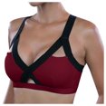 thumbnail image 1 of B91xZ Womens Double Support Wireless Bra Allover-Smoothing Wireless Lightly Lined Convertible Comfort Bra,Wine M, 1 of 5